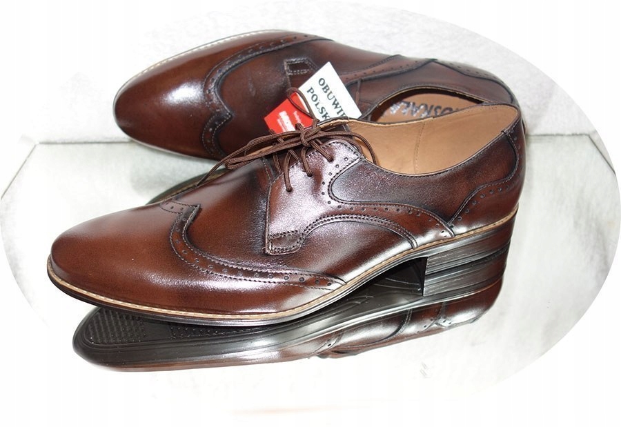 -40% MOSKAŁA skórzane półbuty meskie brąz 44 Rozmiar 44