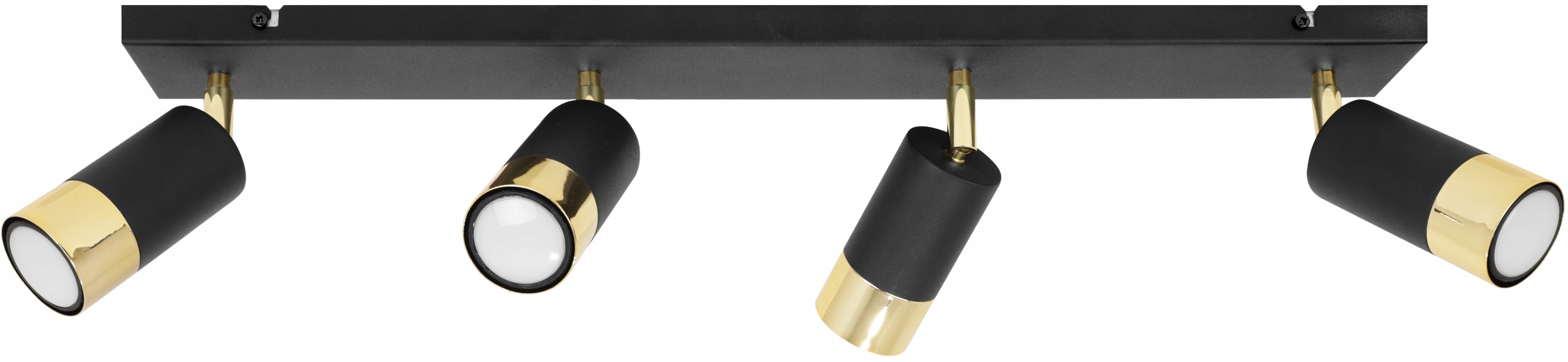 Dlhá glamourová lišta s 4 čierno-zlatými reflektormi pre chodbu, halu a seno