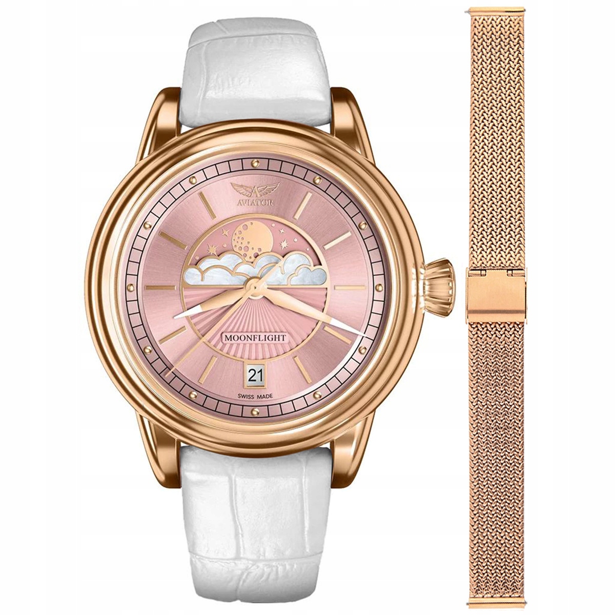 Dámské hodinky Aviator V.1.33.2.258.4WM-SET bílé