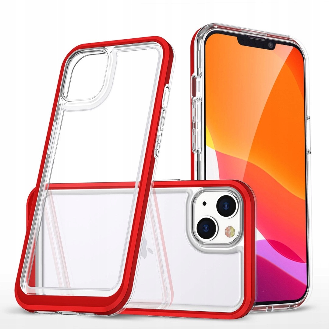 Clear 3in1 etui do iPhone 14 Plus silikonowy pokrowiec z ramką czerwone