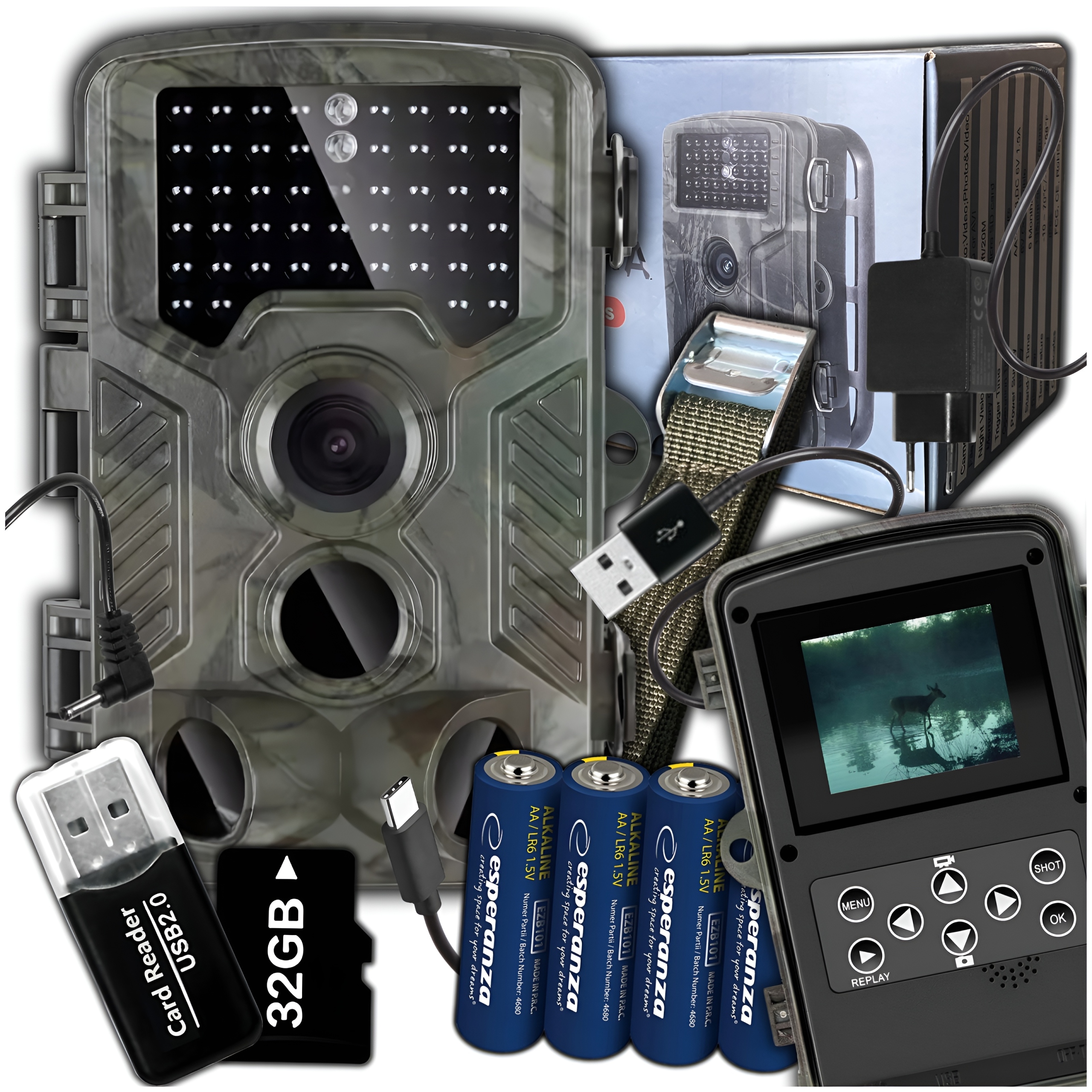 Fotopast Kamera Lovecká Lesní Ir 940nm Pl Menu Karta 32GB Baterie