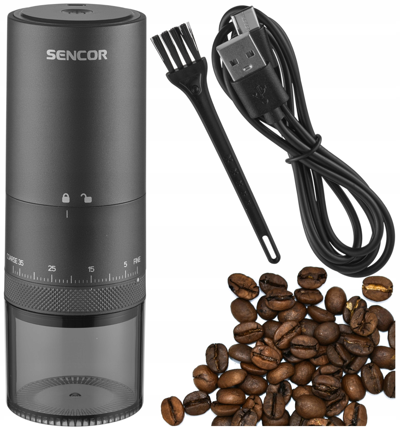 Bezprzewodowy Młynek Do Kawy Sencor Scg 4000BK Usb-c 38 Stopni Mielenia