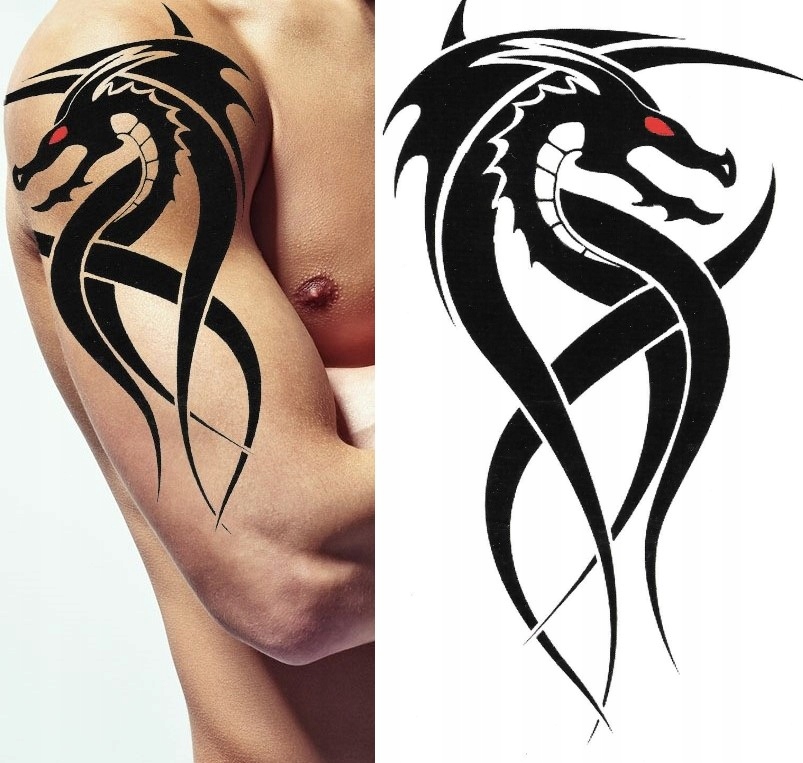 

Tatuaż tymczasowy wilk Yin Yang smok dragon flash