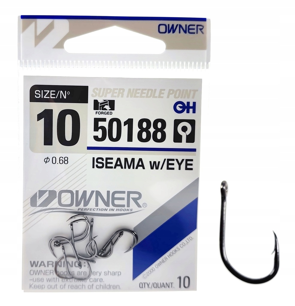 Owner Haczyki 50188 Iseama Czarne Z Oczkiem Rozmiar 10 10 sztuk