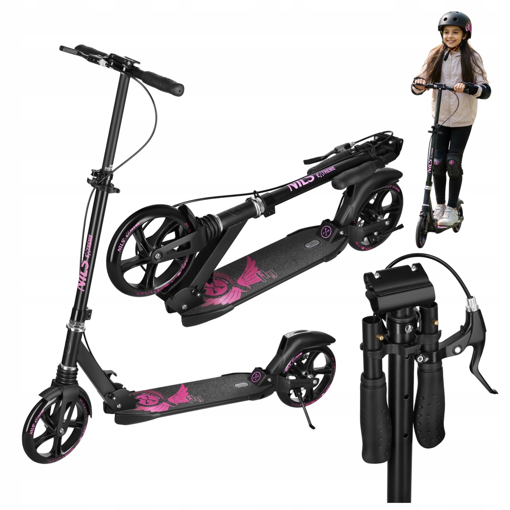 Hulajnoga Klasyczna Młodzieżowa Duża Koła 200 mm Z Hamulcem Tarczowym