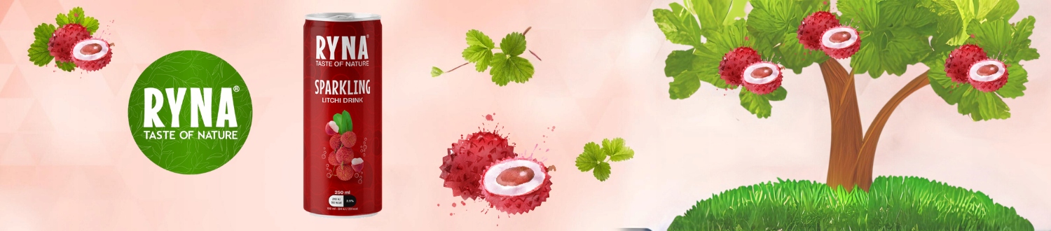 RYNA LITCHI SPARKLING DRINK 250ML X 24PIECES