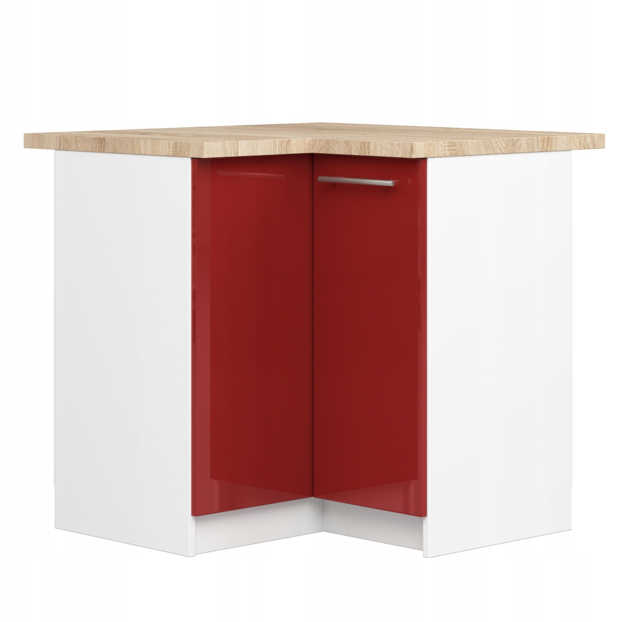 Szafka kuchenna narożna z blatem Oliwia 90x90 cm Biała Czerwony Połysk