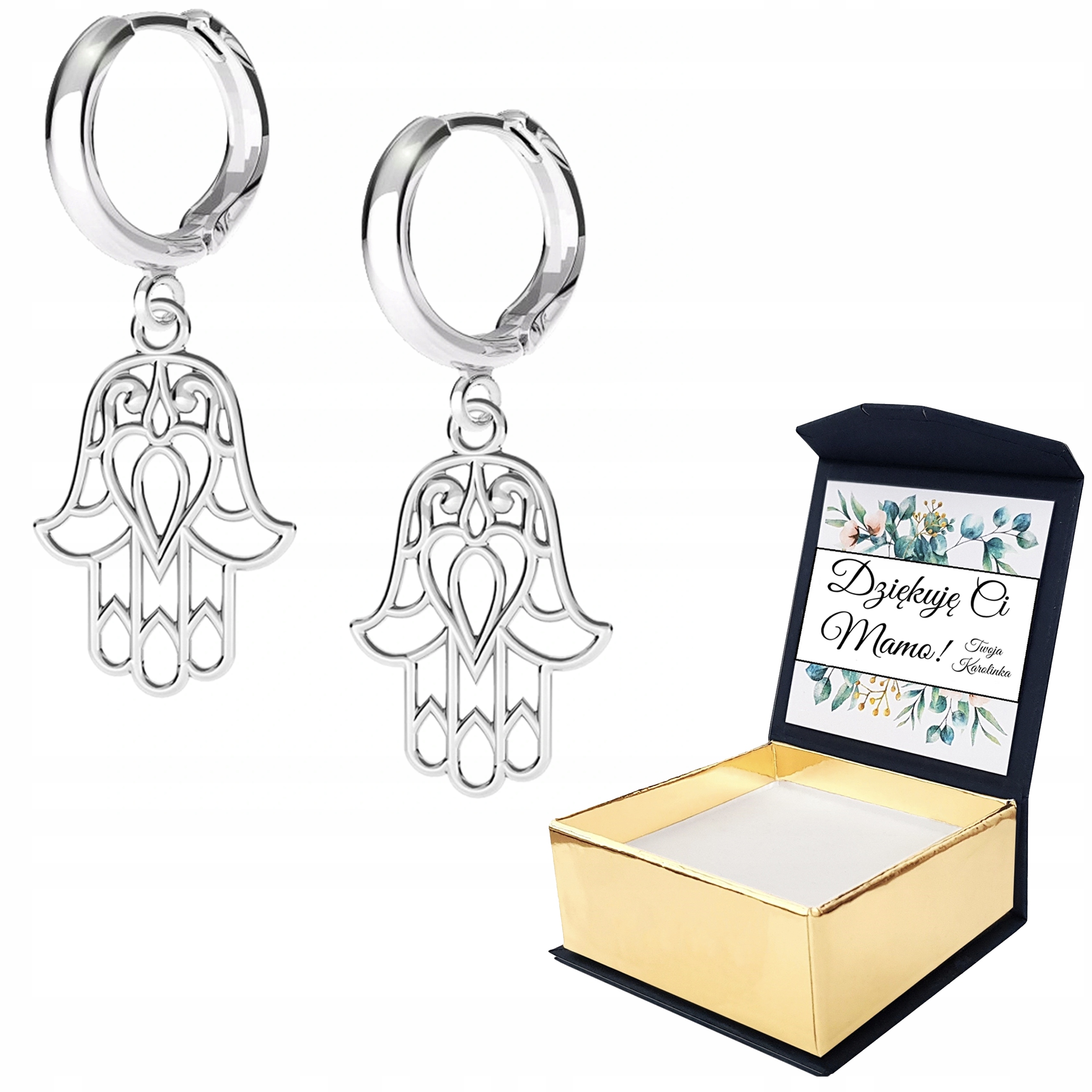 Stříbrné náušnice Ruka Prozřetelnosti Vlastní Potisk