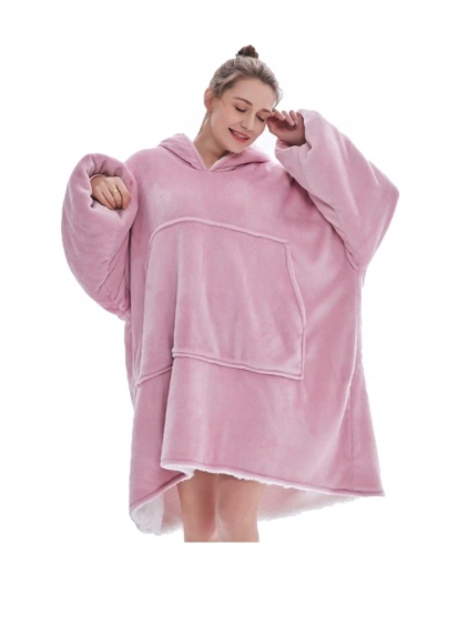 

Bluza Z Kapturem Oversize Ciepła Różowa
