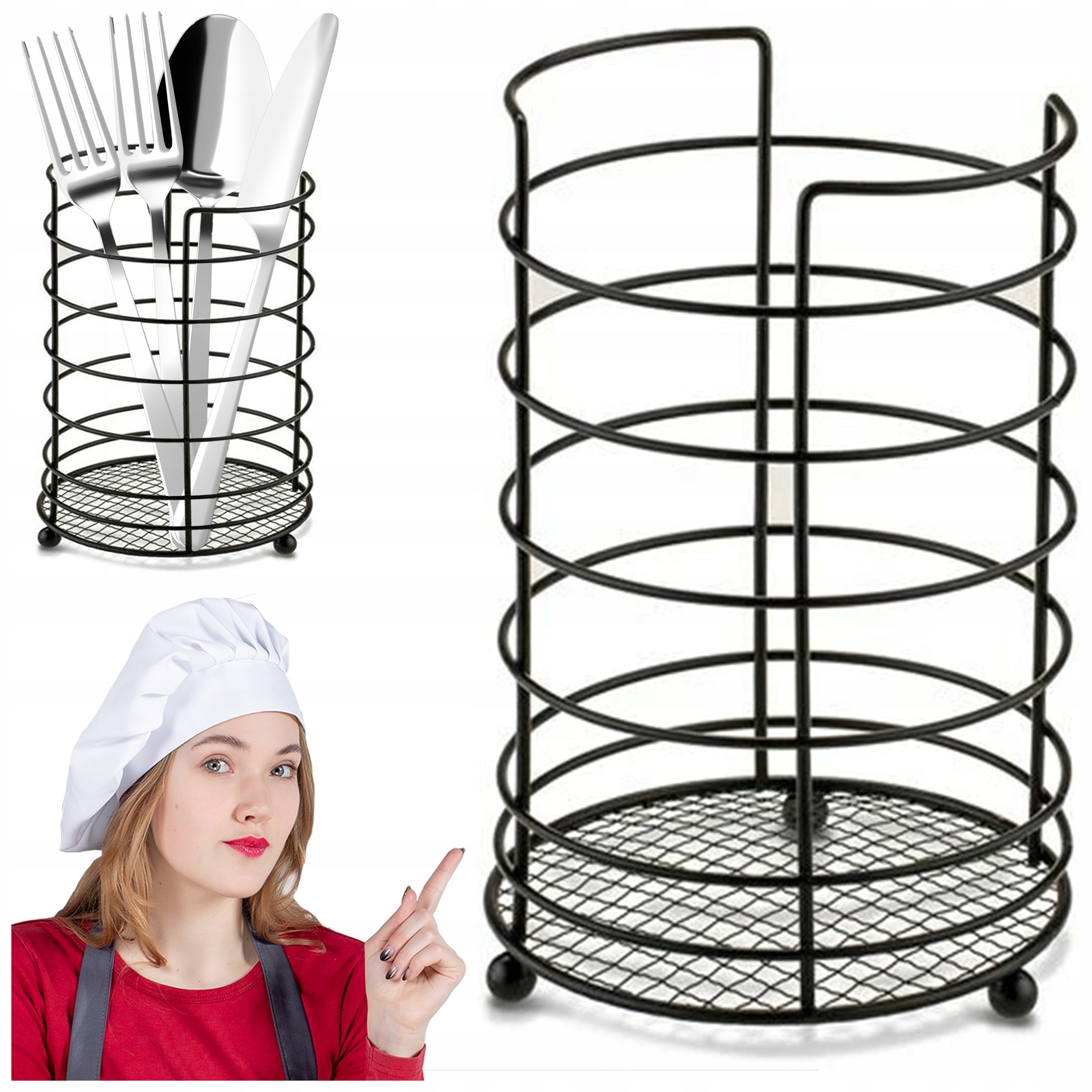 

Ociekacz Na Sztućce Pojemnik Metalowy Czarny Duży