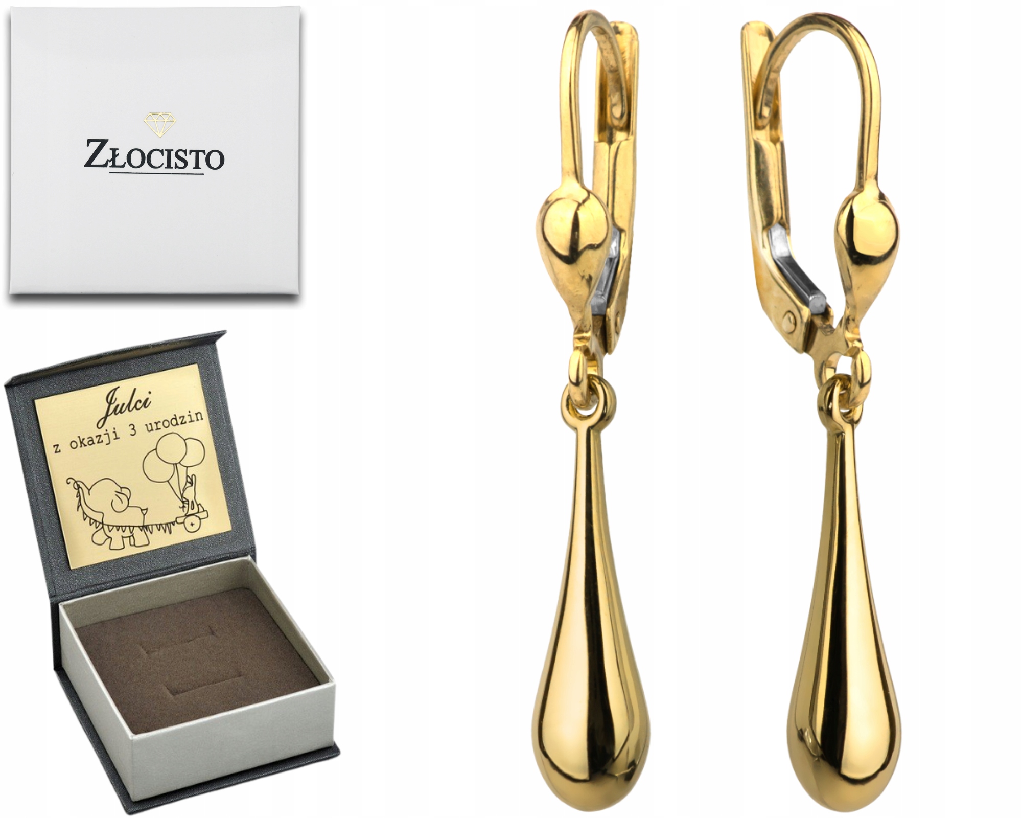 Zlaté Náušnice Závěsné Mačičky Hladké Anglické Zapínání Zlato 585