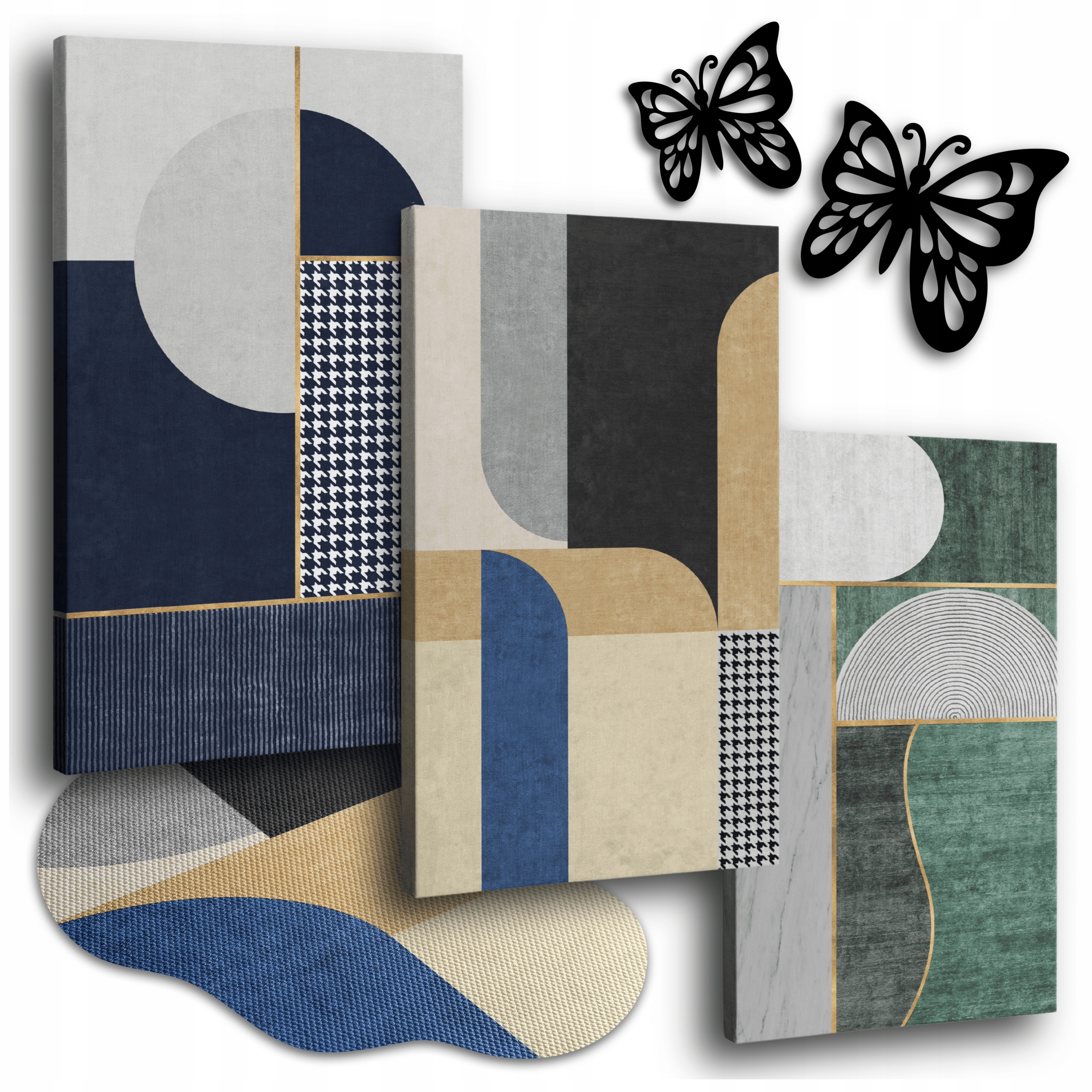 Geometrický Obraz Na Plátně 120x50 cm Obrazy Na Zeď Do Kuchyně Beton 3x