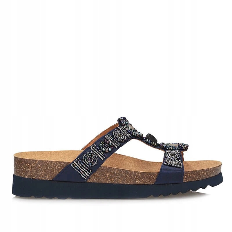 Nazouváky pantofle Scholl New Bogota Wedge Med F26607 3904 tmavě modrá/multi