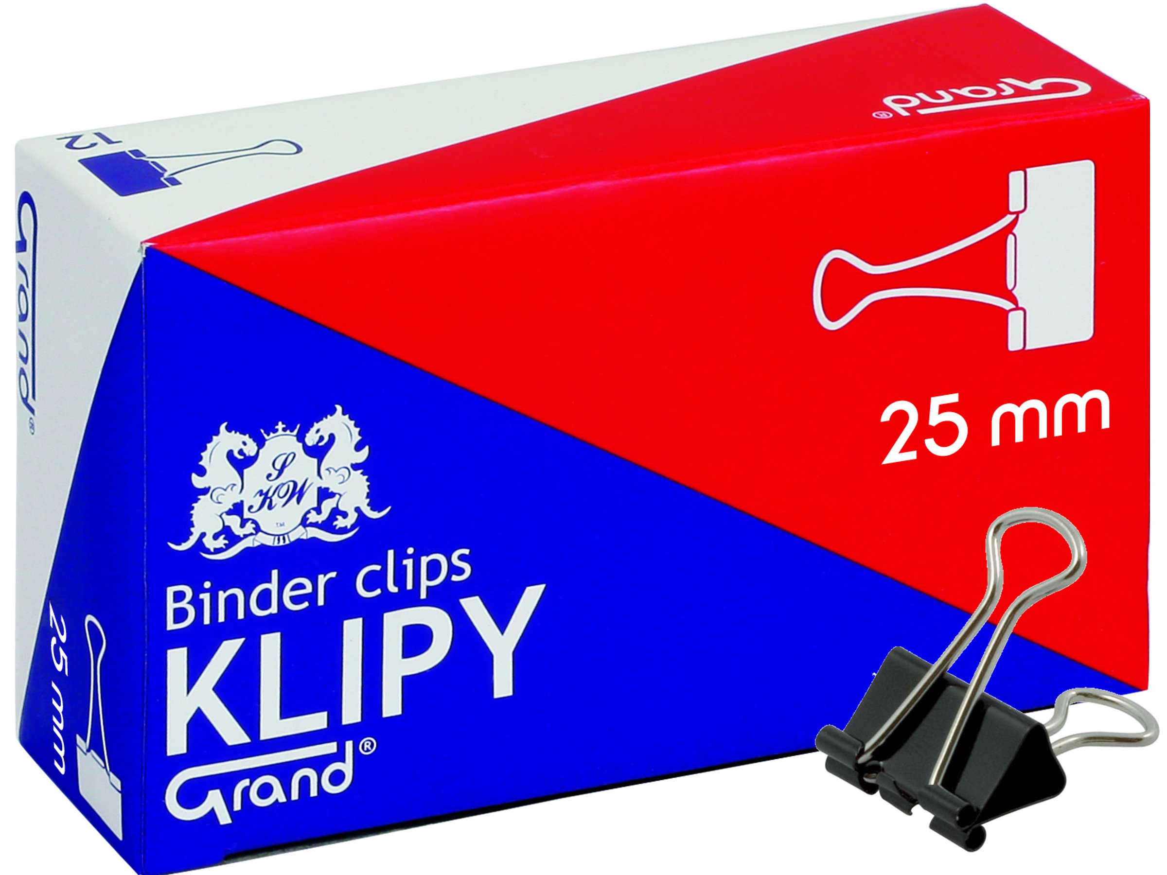 KLIPY BIUROWE DO PAPIERU GRAND 25MM 12 SZTUK