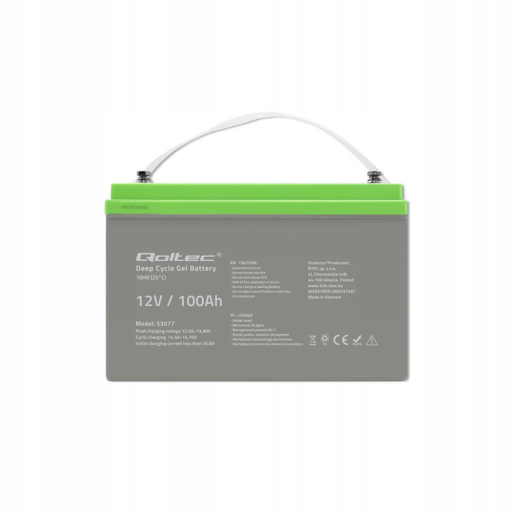 Qoltec Akumulator żelowy Deep Cycle 12V 100Ah