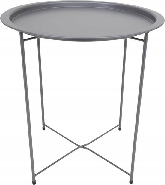 

Stolik kawowy Szary składany metalowy loft śr.47cm