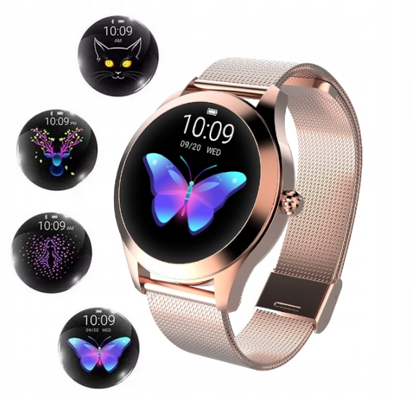 

Smartwach Damski Zegarek Oled Kroki Puls Gold