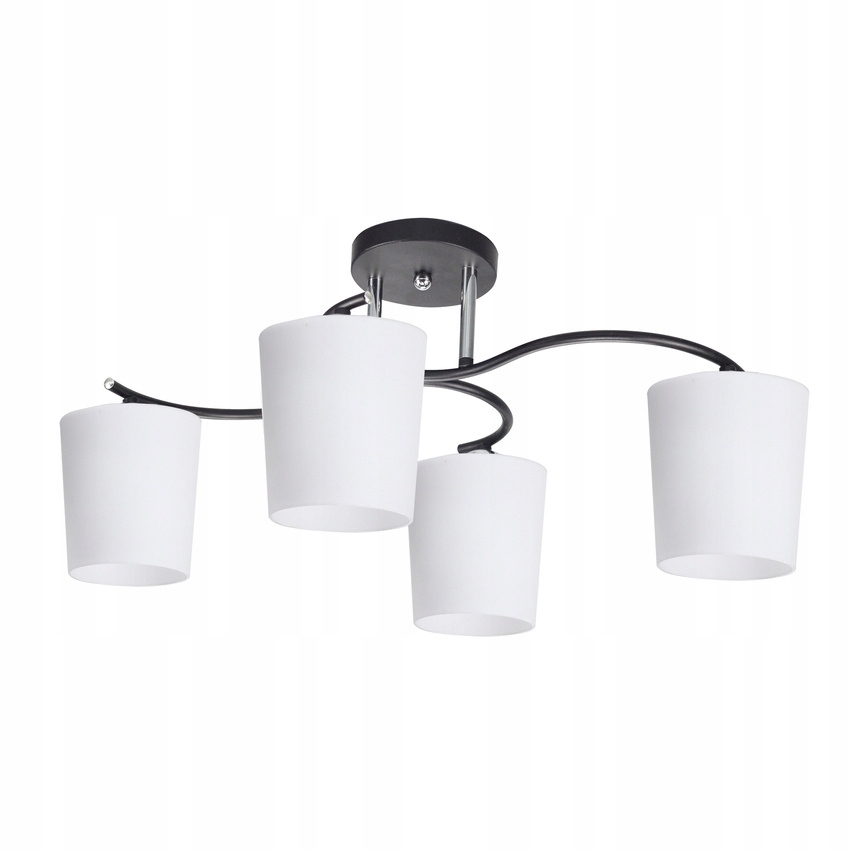 Candellux Esnyr Lampa Sufitowa Chromowy+Czarny 4X40 E27 Klosz Biały