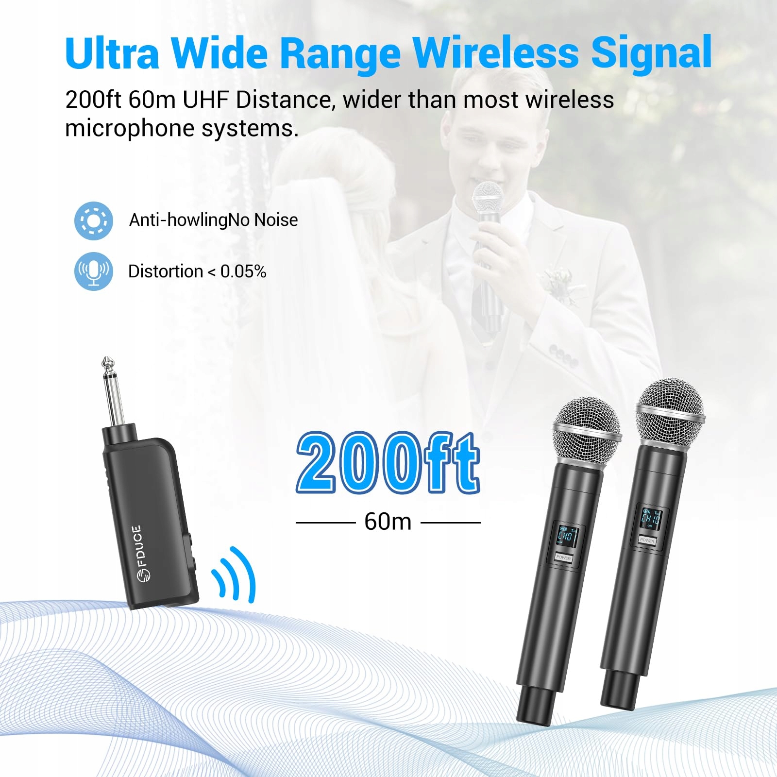 FDUCE W60 Lekki Mikrofon UHF do Karaoke, Wesel, Imprez — miniatura 3