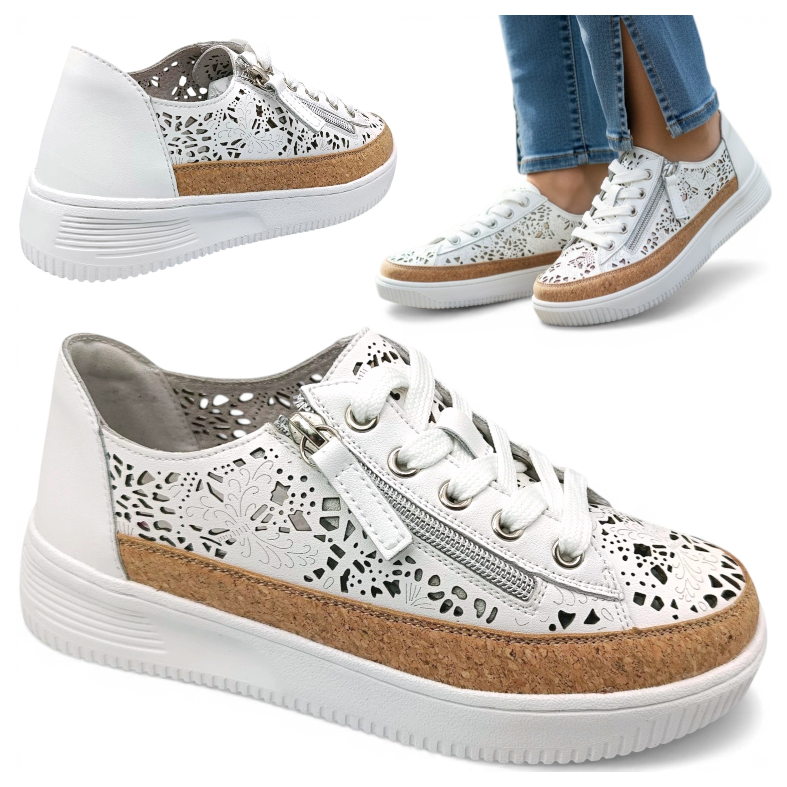 37 Artiker Dámské polobotky Přírodní Kůže Sportovní obuv Šněrovací bílá