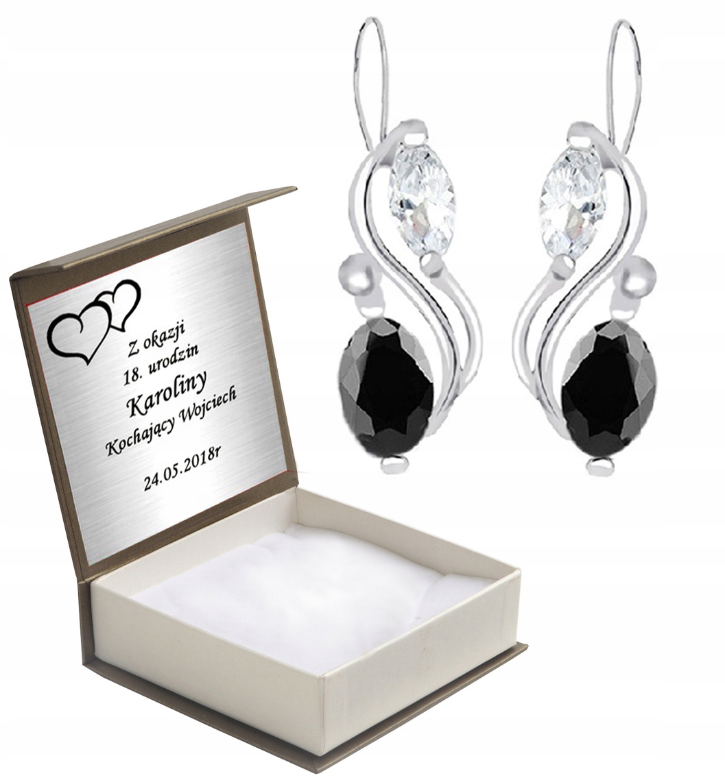 

Kolczyki Srebrne Wiszące Z Cyrkoniami + Grawer