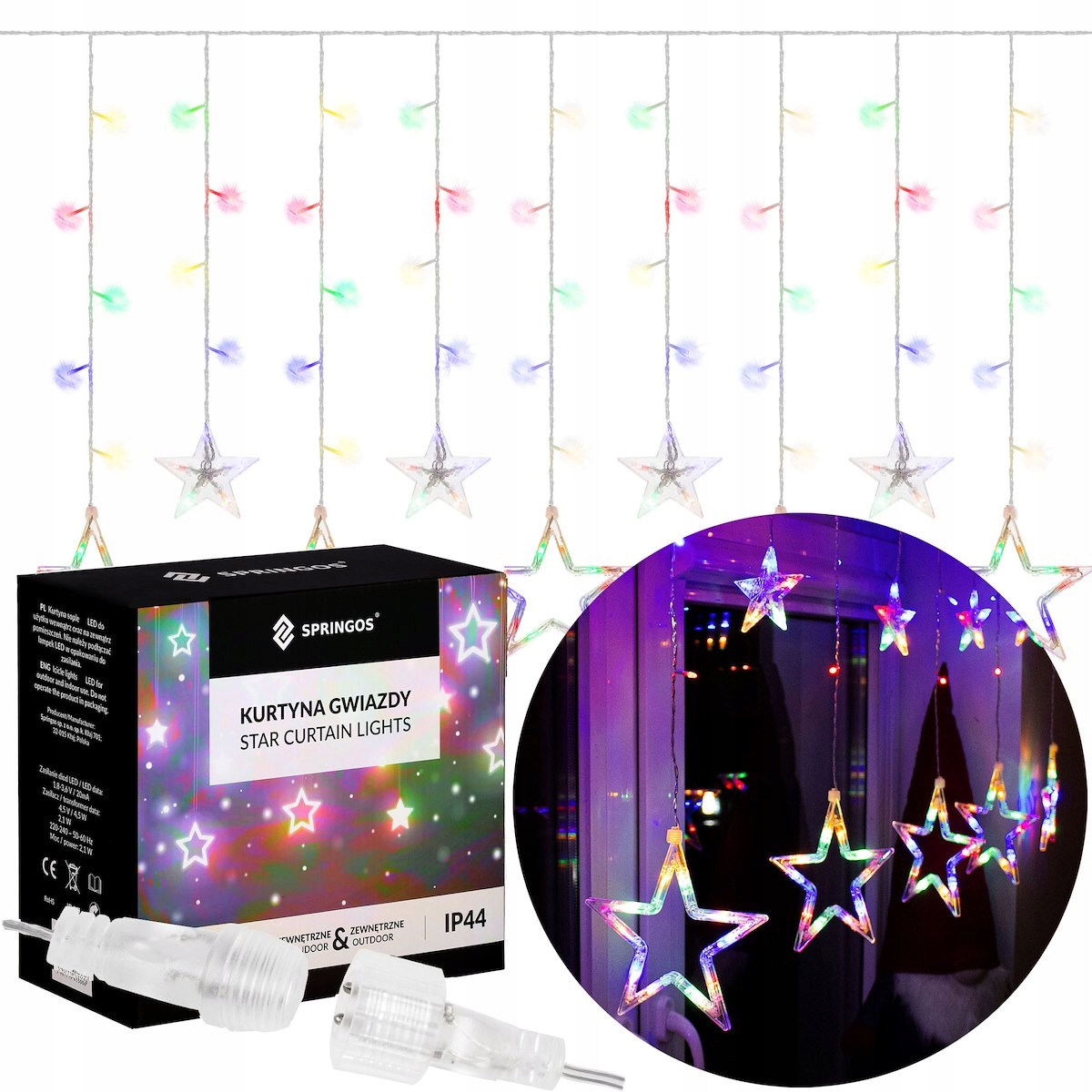 

Sople 138 Led Gwiazdy Wiszące Lampki Choinkowe