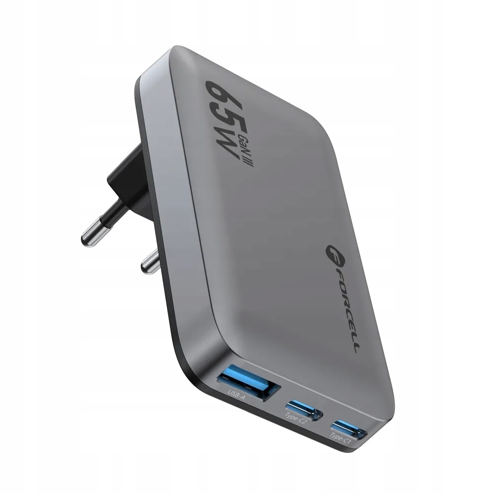 Ładowarka Sieciowa Do Telefonu 65W GaN 2x Usb-c Usb Płaska Za Szafę Łóżko