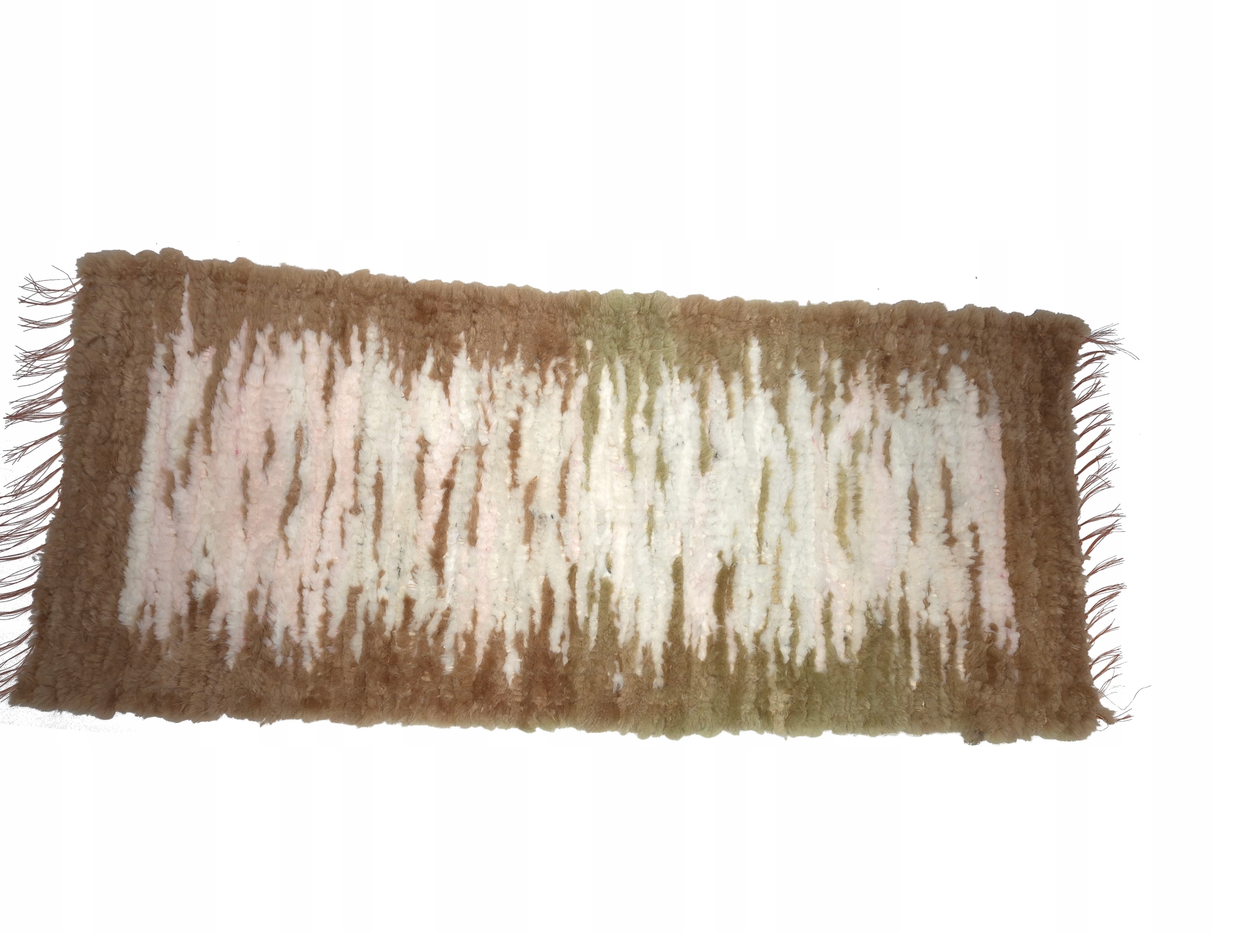 Ručne tkaný svetlý koberec z ovčej kože, prírodná vlna 220 x 200 cm, behúň