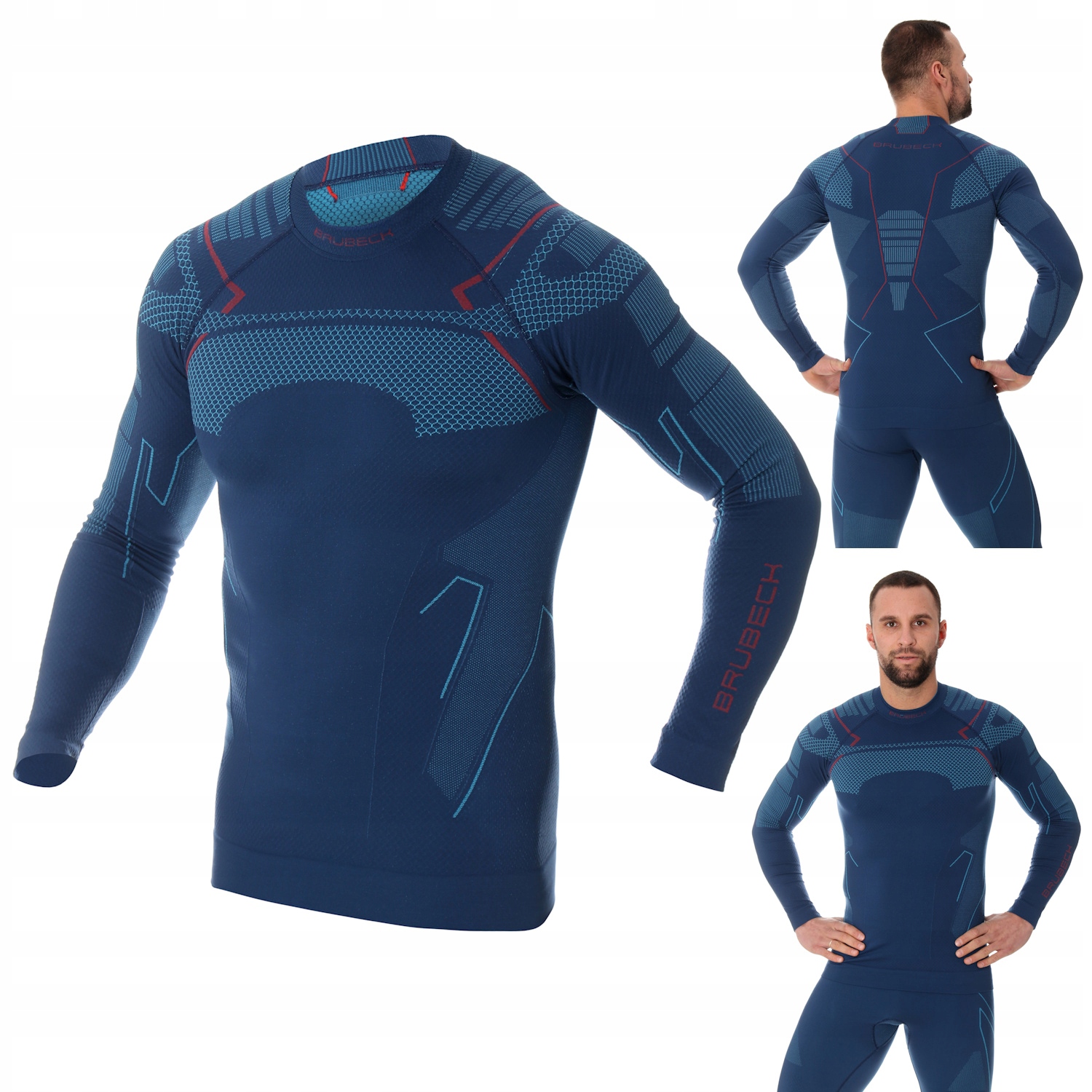 Koszulka męska Brubeck Thermo z długim rękawem termoaktywna jeansowy XXL