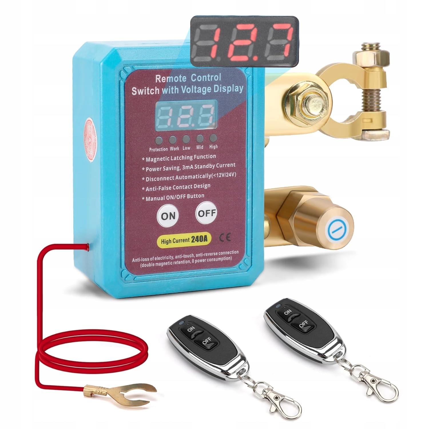 Dálkový Automatický Vypínač Odpojovač Baterie 12V 240A 2X Dálkové Ovládání