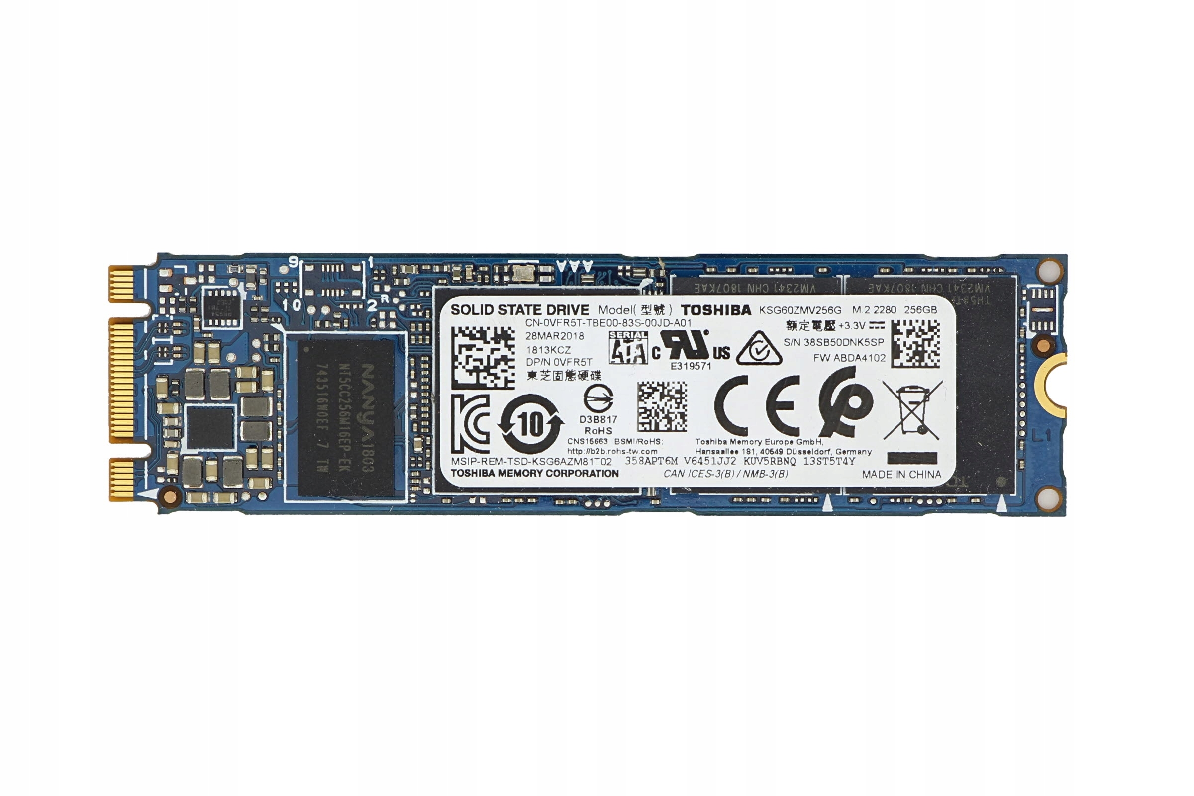 Dell / Toshiba 256GB M.2 PCIe - KSG60ZMV256G - VF - Sklep