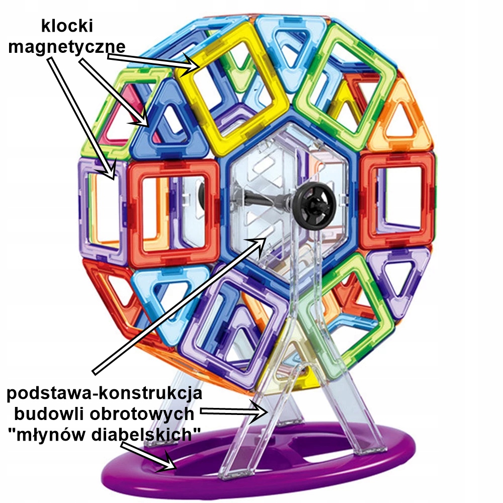 EDUKACYJNE KLOCKI MAGNETYCZNE 124 elementy SZABLON certyfikat GRATIS Kod producenta cs32