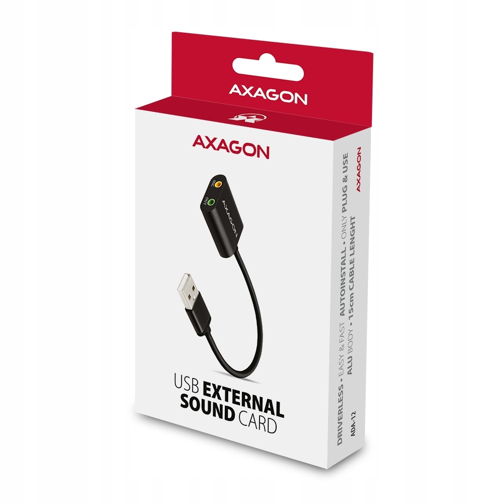 Zewnętrzna karta dźwiękowa Axagon ADA-12 Usb z mikrofonem i słuchawkami