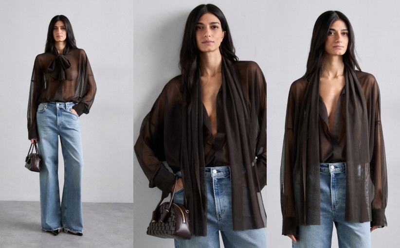 Norma Kamali Halenka Ze Síťoviny Hnědá Zzs L