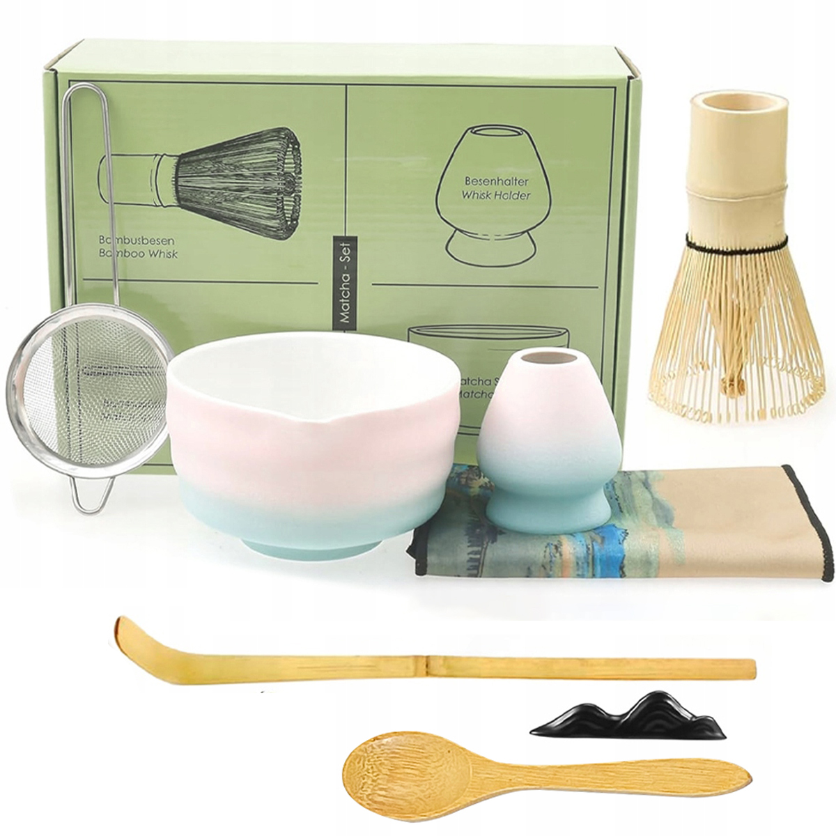 Obřadní Sada Pro Matchu Šálek Metla Podstavec Lžička 8KS