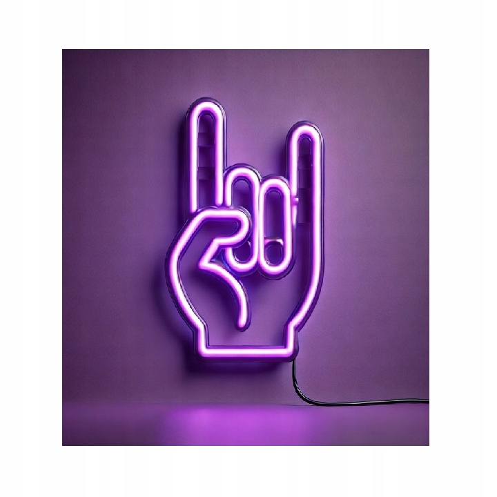 Neon rock and roll Lampička Na Zeď Místnosti Roková ruka Usb Klub 26x17