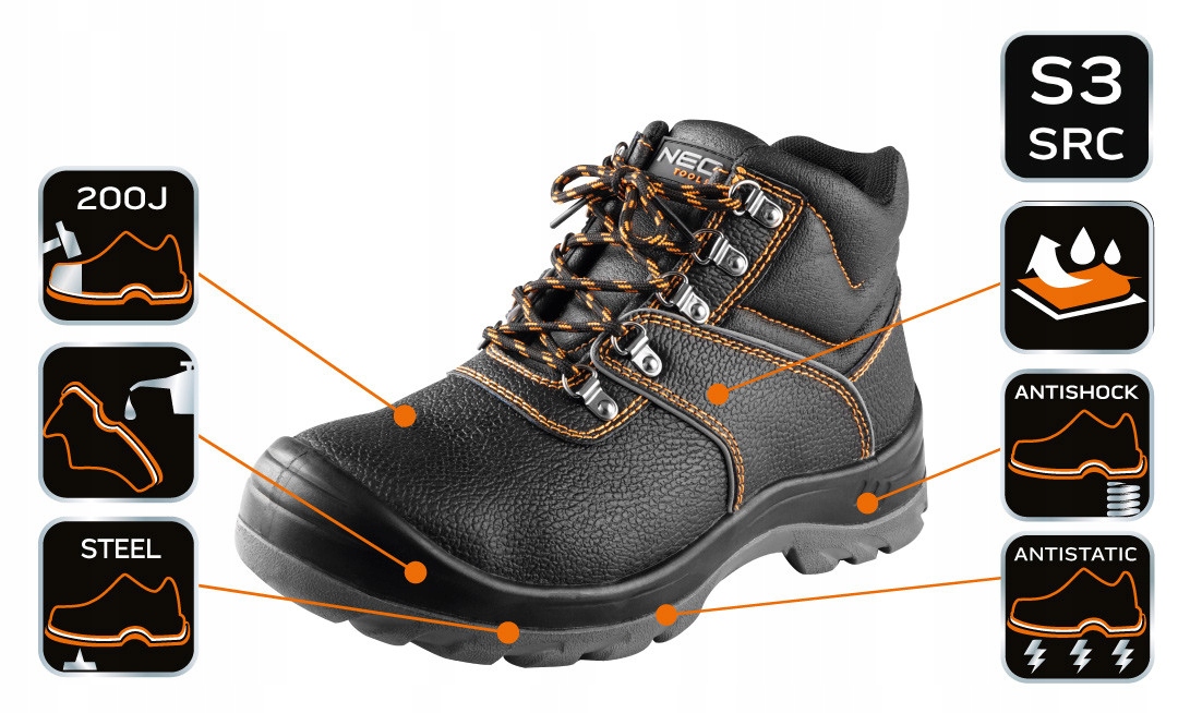 NEO BUTY PÓŁBUTY ROBOCZE TRZEWIKI SKÓRA STAL R. 44 Płeć unisex