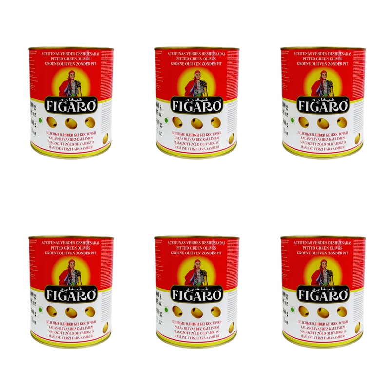 Zelené olivy drilované 3000 g/1500 g Figaro X6