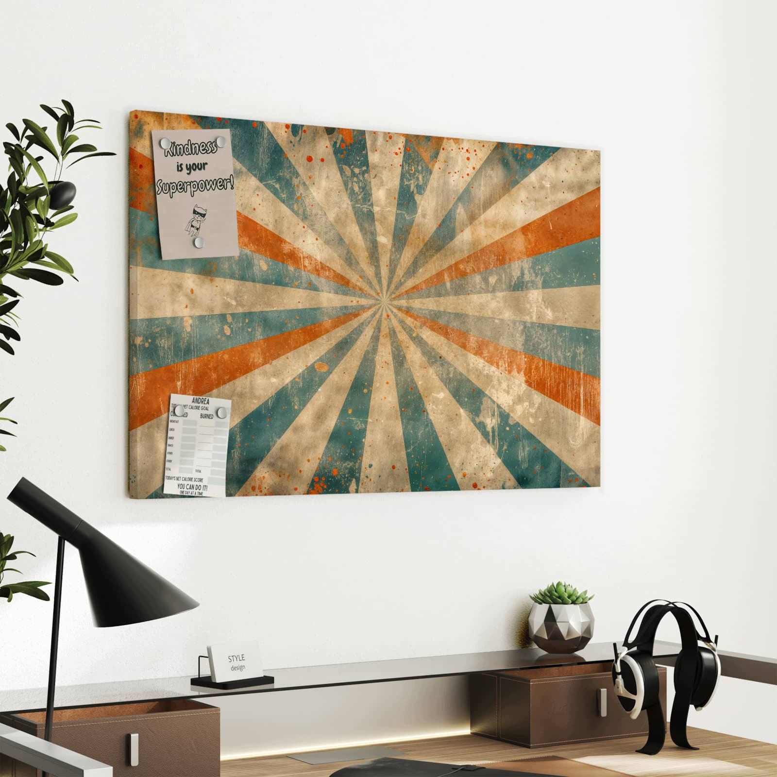 Magnetická tabule Retro Paprsky Design 60 × 40 cm