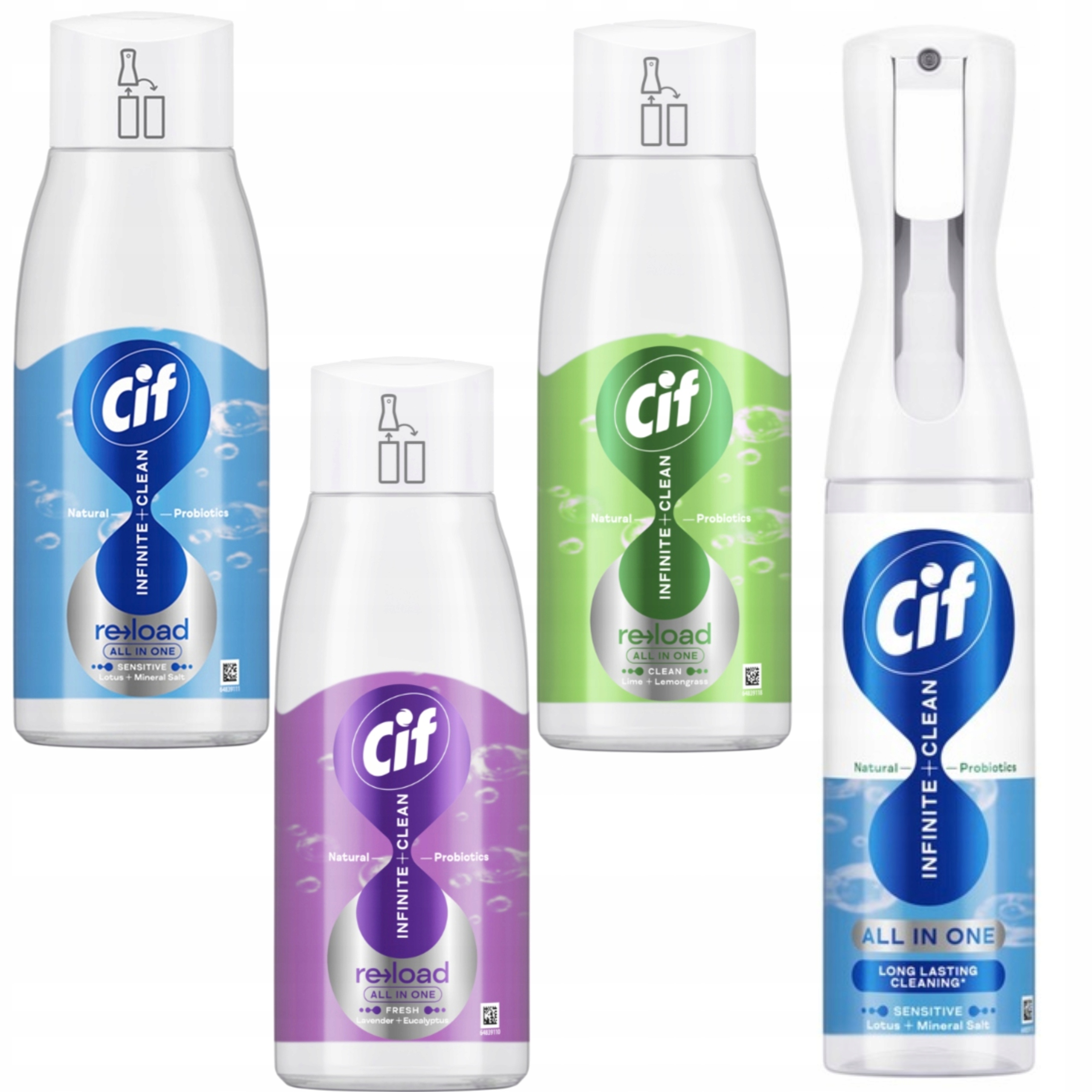 Levně Cif Infinite Clean Sensitive Lotus Mineral Salt Spray 280 ml 3x náplň 590 ml