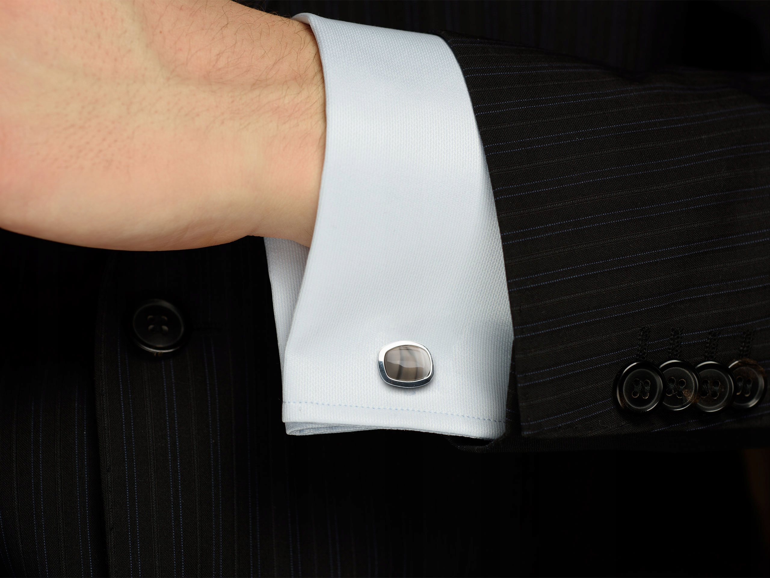 Spinki srebrne do koszuli z krzemieniem pasiastym Kod producenta s89a