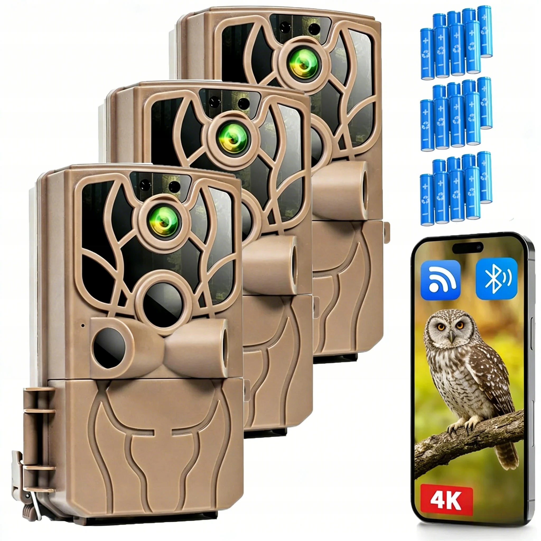 3 kusy Kamera Trail Ir 850 nm Kamera Pro Lesní Lov Hd 48Mpx s kartou