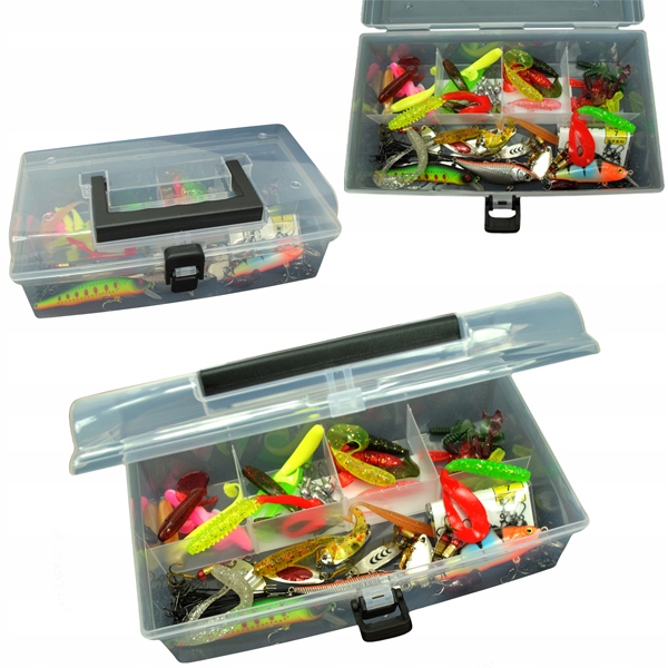 Zestaw skrzynka Spinning +90 elementów Przynęt Jaxon, blacha wobler twister