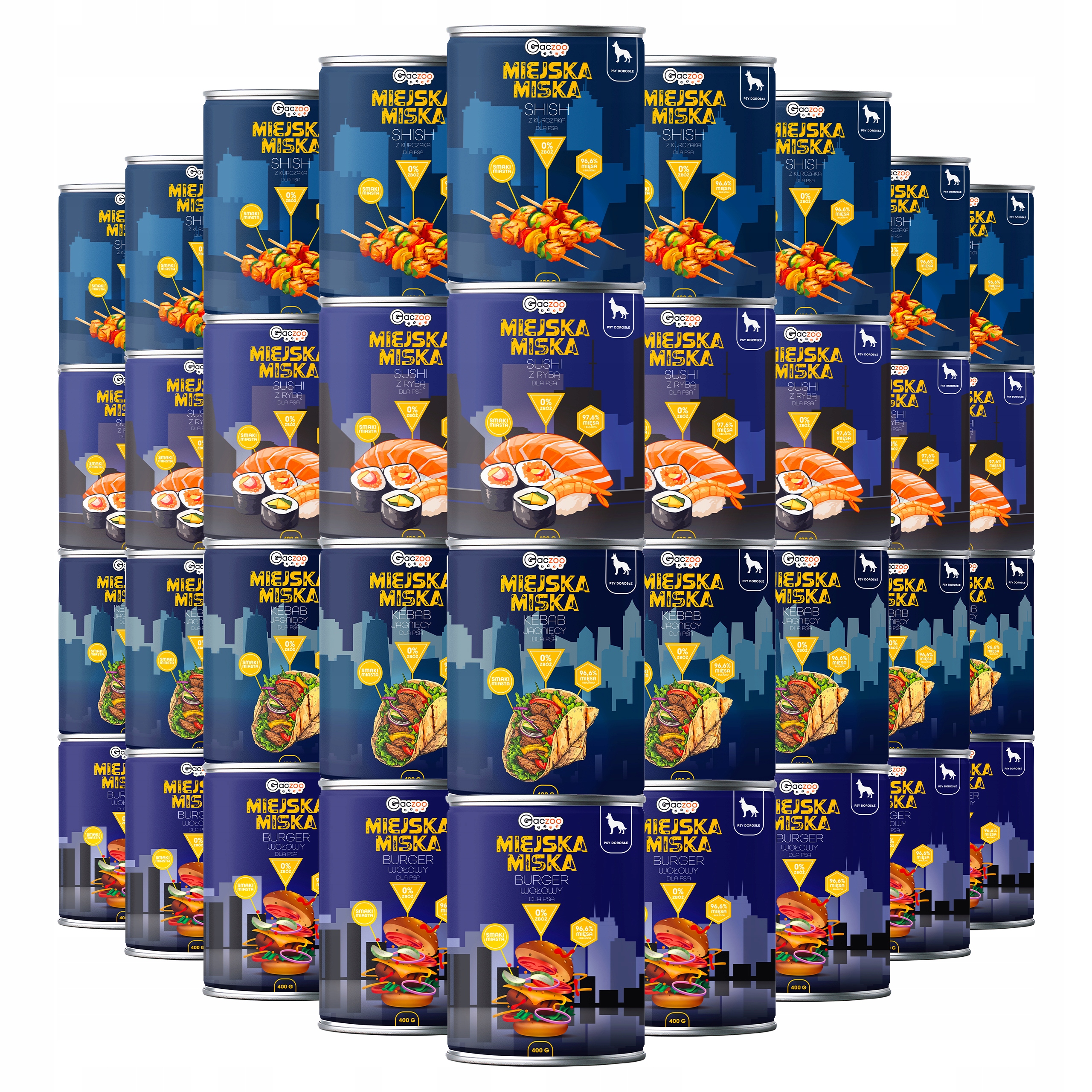 Levně Krmivo pro psa Městská miska Gaczoo Mix 36 x 400 g bez obilovin