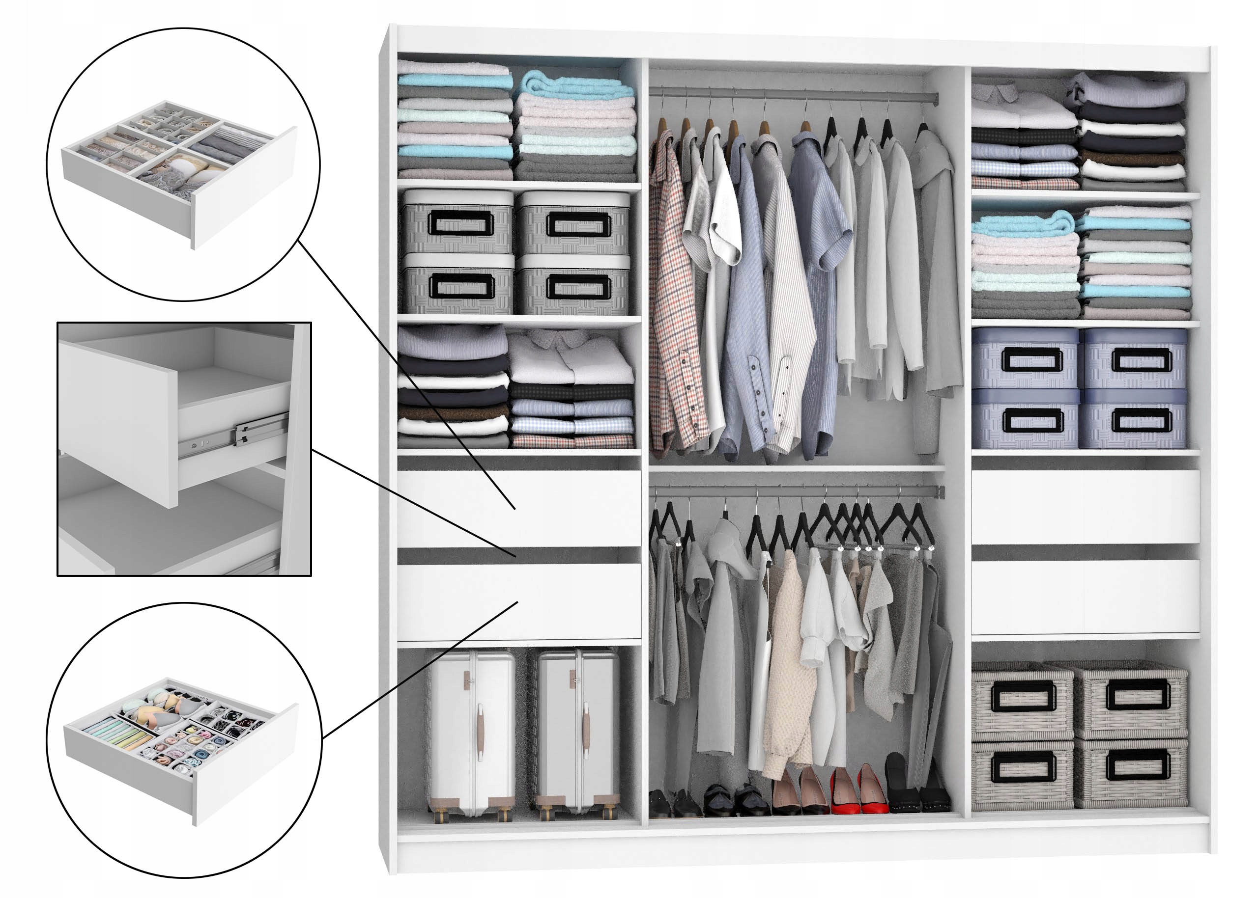 Szafa przesuwna z lustrem SZUFLADY 200 cm Marka BeliniTop