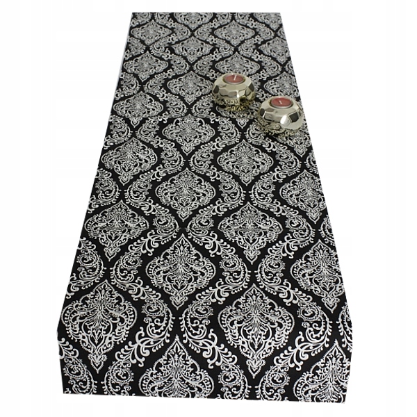 

Bieżnik czarno biały Gruba Tkanina 40x180 ornament