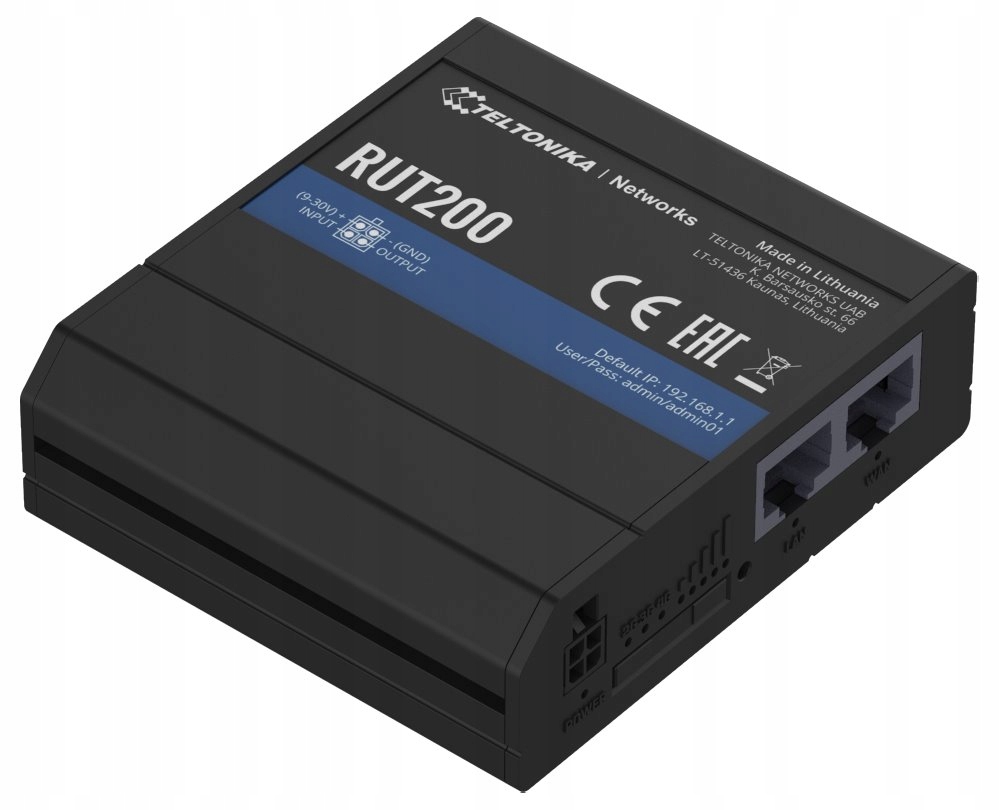 Teltonika RUT200 průmyslový Lte router s ethernetovou zálohou, 2x Eth, Lte