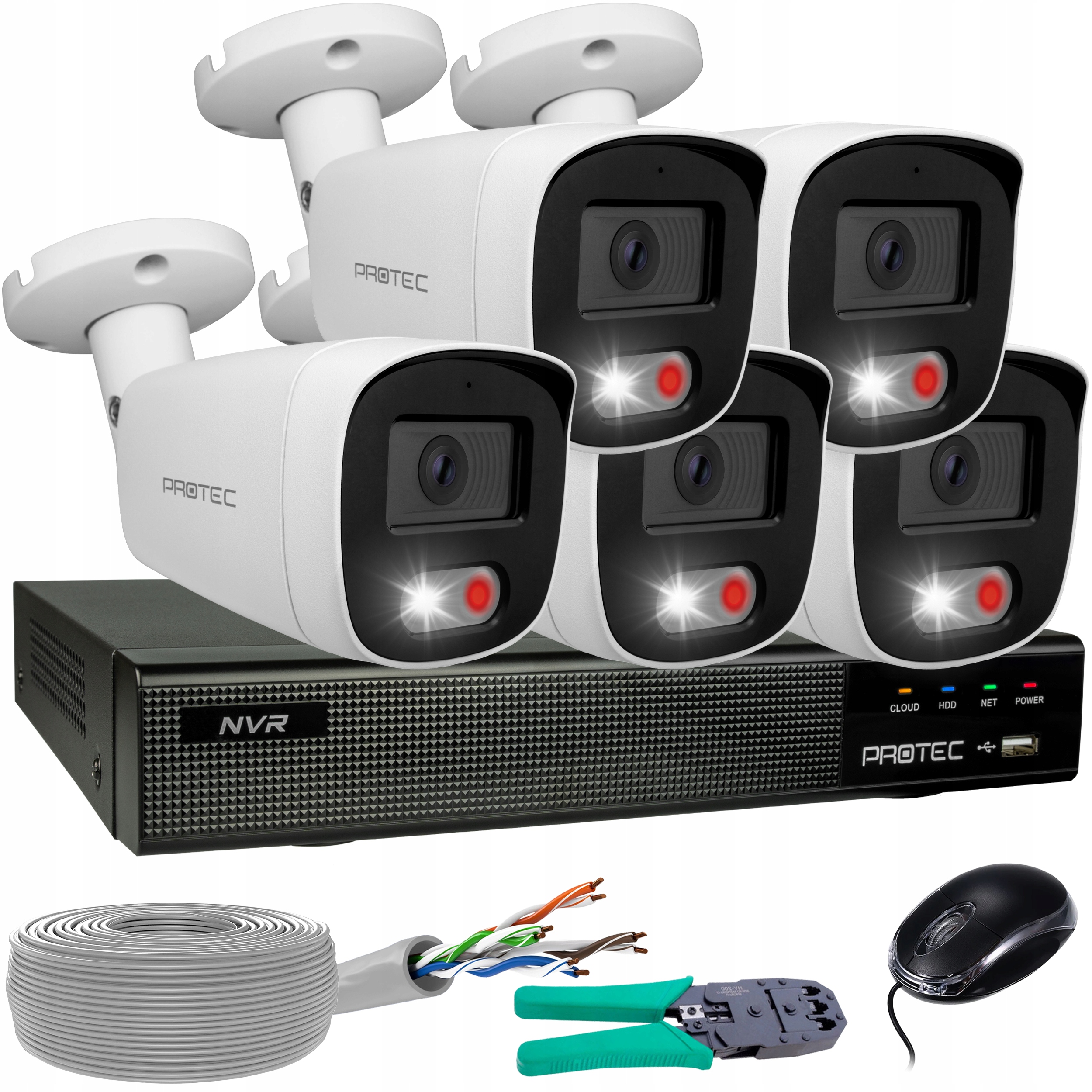 Monitorovací sada 5 kamer Ip 4K 8MP Poe Ir Mikrofon Detekce bez disku