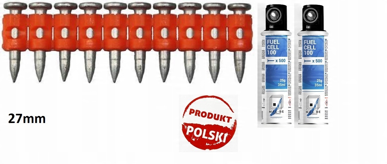 

Gwoździe 27mm do betonu/stali+2gazy do Rawl SC40II