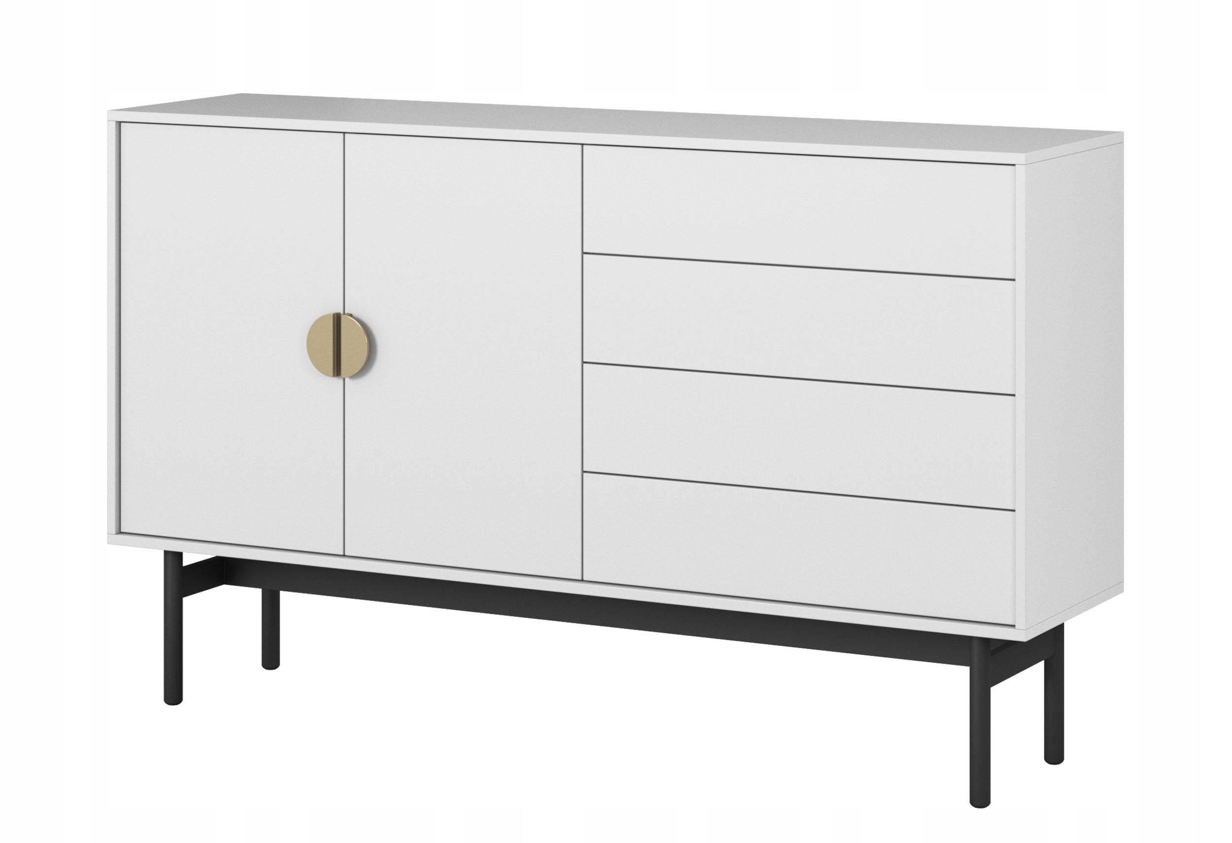 Dvoudveřová komoda Stoon se zásuvkami 154 cm Bílá Selsey, design